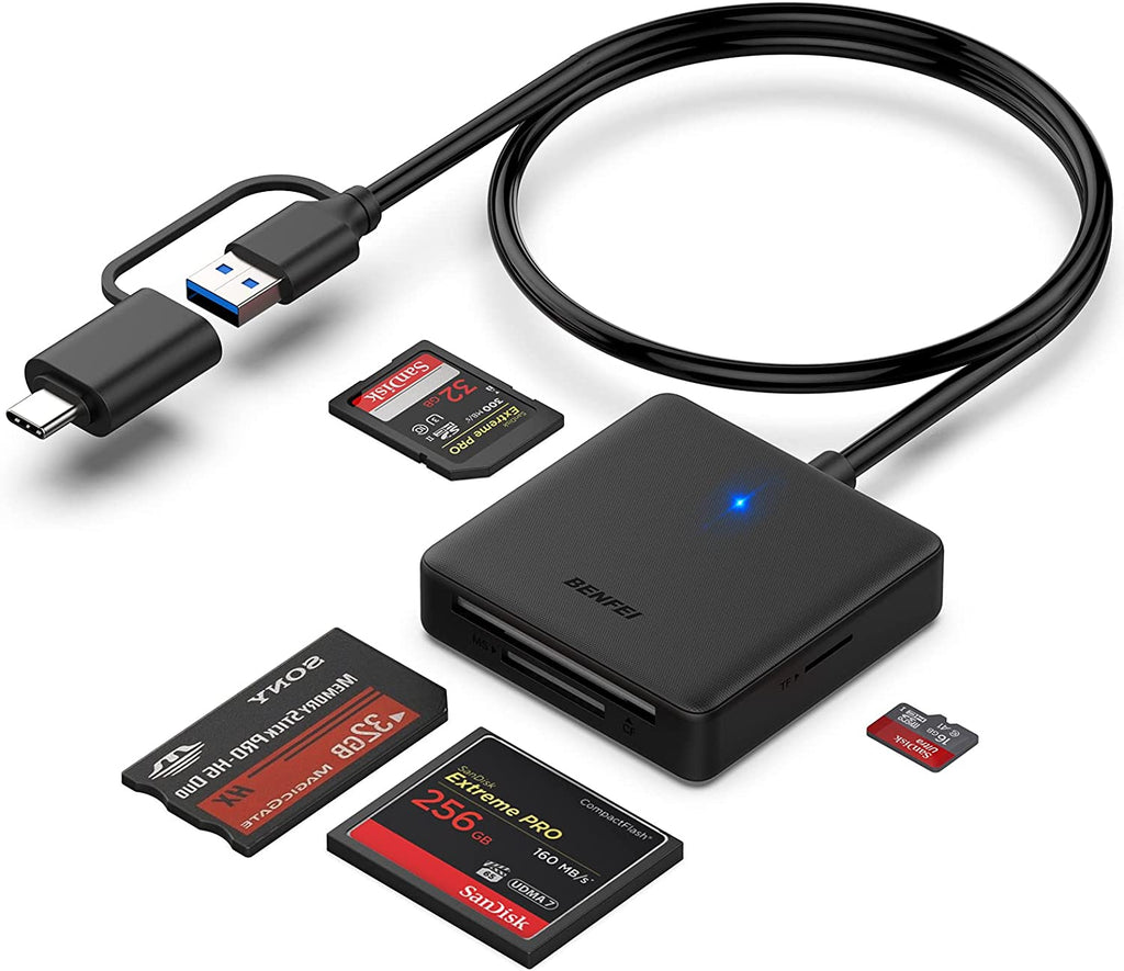 Lettore per schede di memoria con attacco USB-C e USB A, micro SD